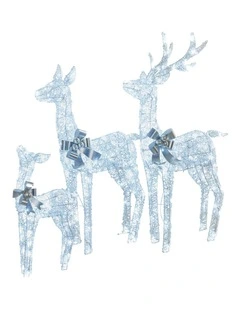 Christabelle Christmas Reindeer Display Set 3 Indoor Outdoor Decorations Acrylic Beads Cool White