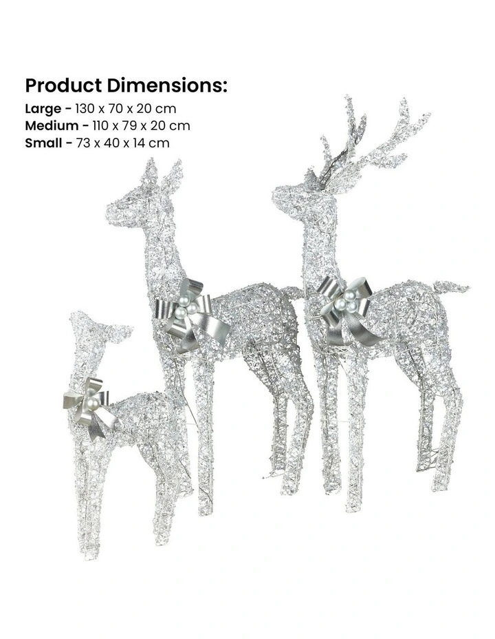 Christabelle Christmas Reindeer Display Set 3 Indoor Outdoor Decorations Acrylic Beads Cool White image 2