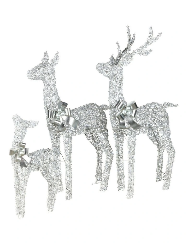 Christabelle Christmas Reindeer Display Set 3 Indoor Outdoor Decorations Acrylic Beads Cool White image 3