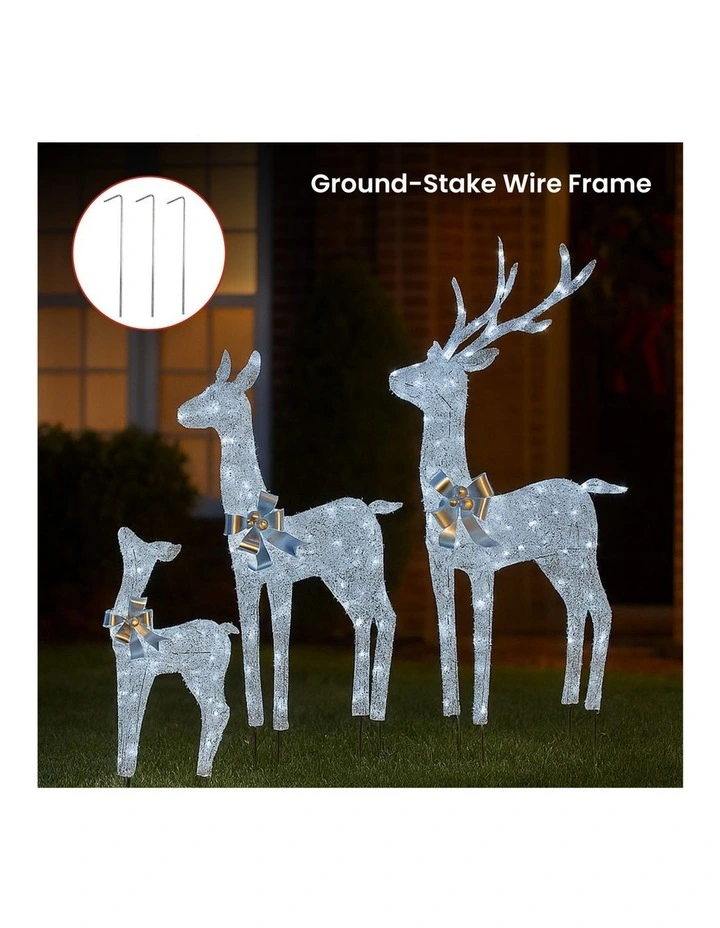 Christabelle Christmas Reindeer Display Set 3 Indoor Outdoor Decorations Acrylic Beads Cool White image 6