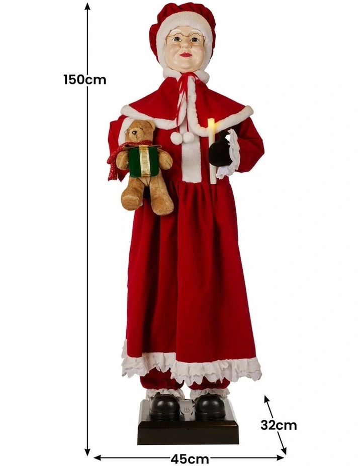 Christabelle Large 1.5m Musical Animated Mrs Claus Christmas Decoration with Candle Ornament image 2