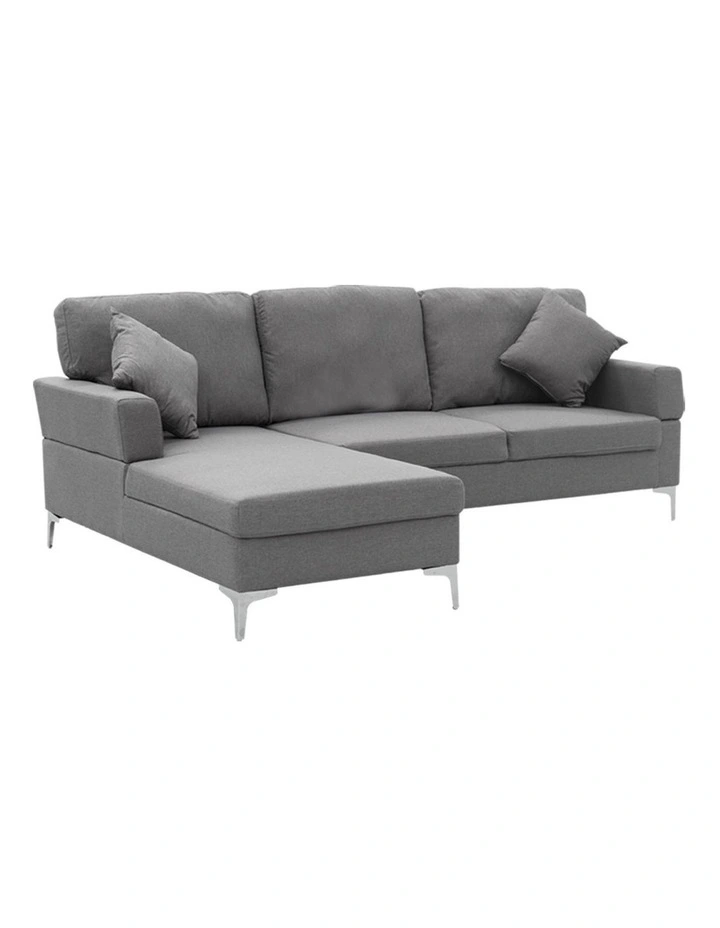 Sarantino Linen Corner Sofa Couch Lounge L-shape Right Chaise D.Grey image 1