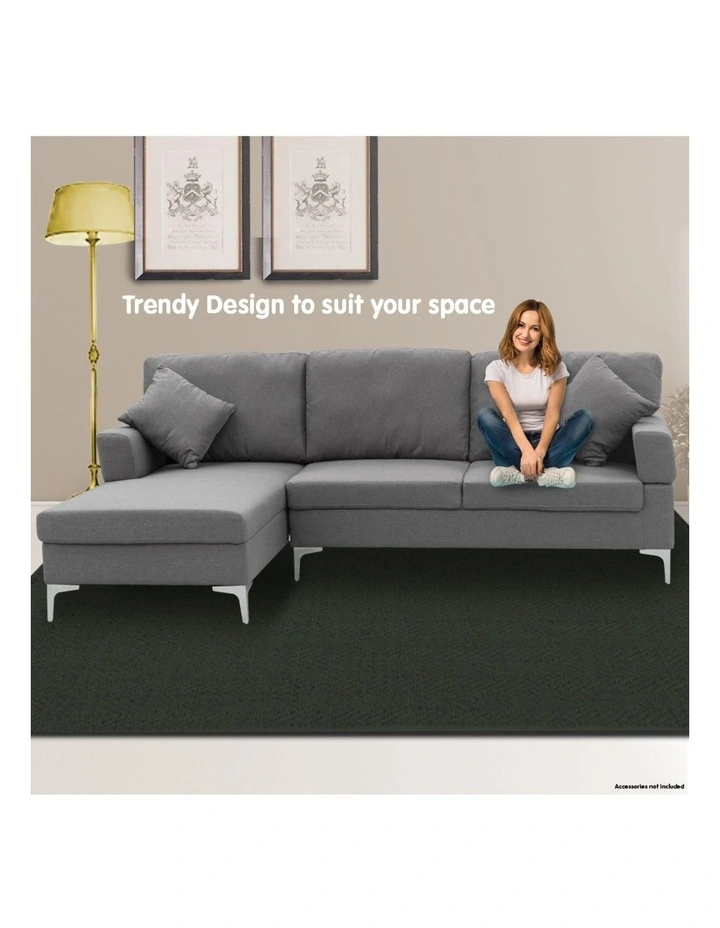 Sarantino Linen Corner Sofa Couch Lounge L-shape Right Chaise D.Grey image 7