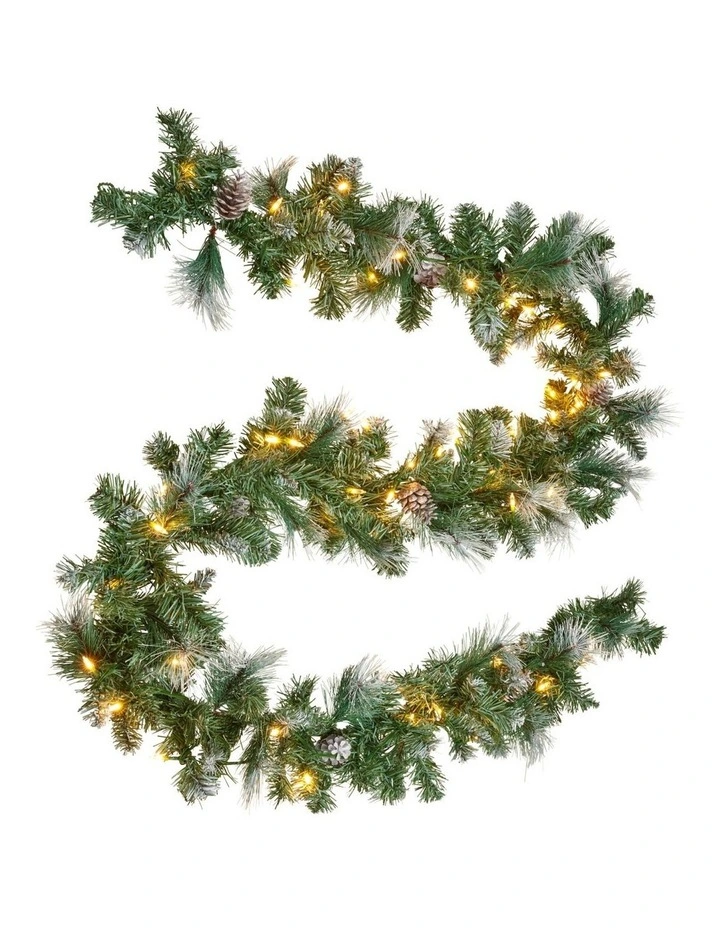 Christabelle 2.7m Christmas Garland Bayville Pine Cones with LED Lights Tree Decoration Ornament image 1
