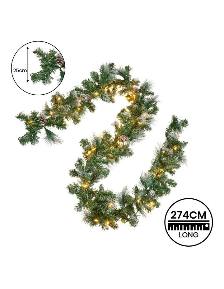 Christabelle 2.7m Christmas Garland Bayville Pine Cones with LED Lights Tree Decoration Ornament image 3