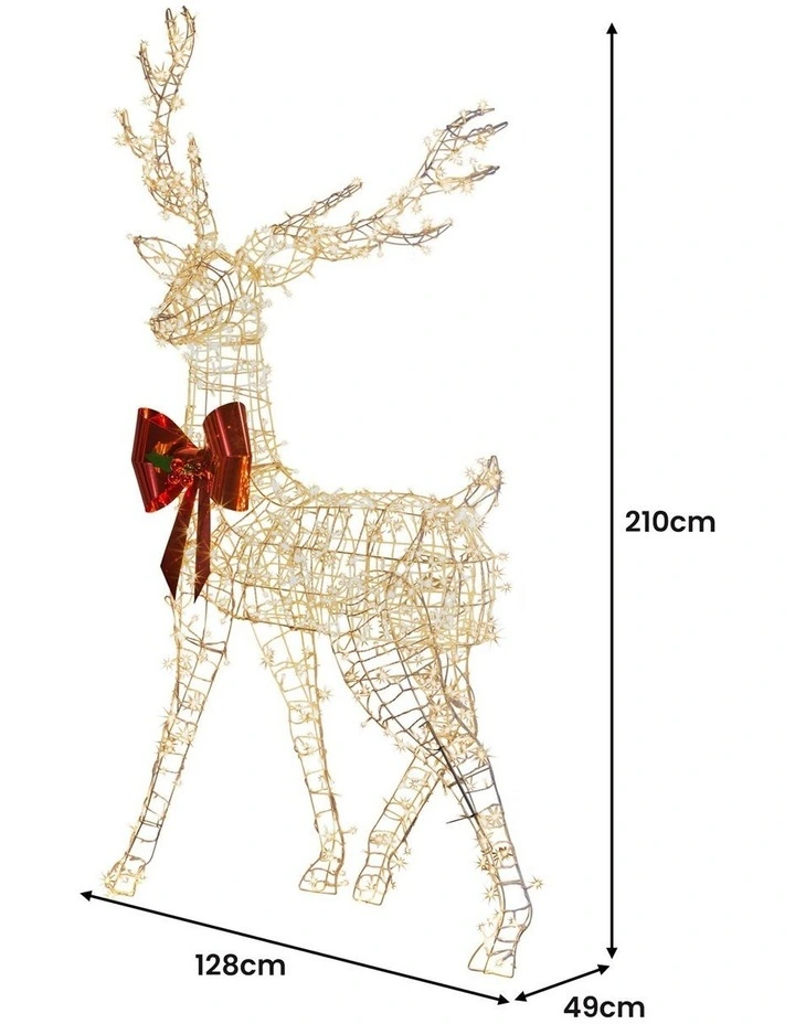 Christabelle 2.1m Christmas Reindeer Statue 800 LED Lights Indoor Outdoor Front Yard Lawn Decoration image 3