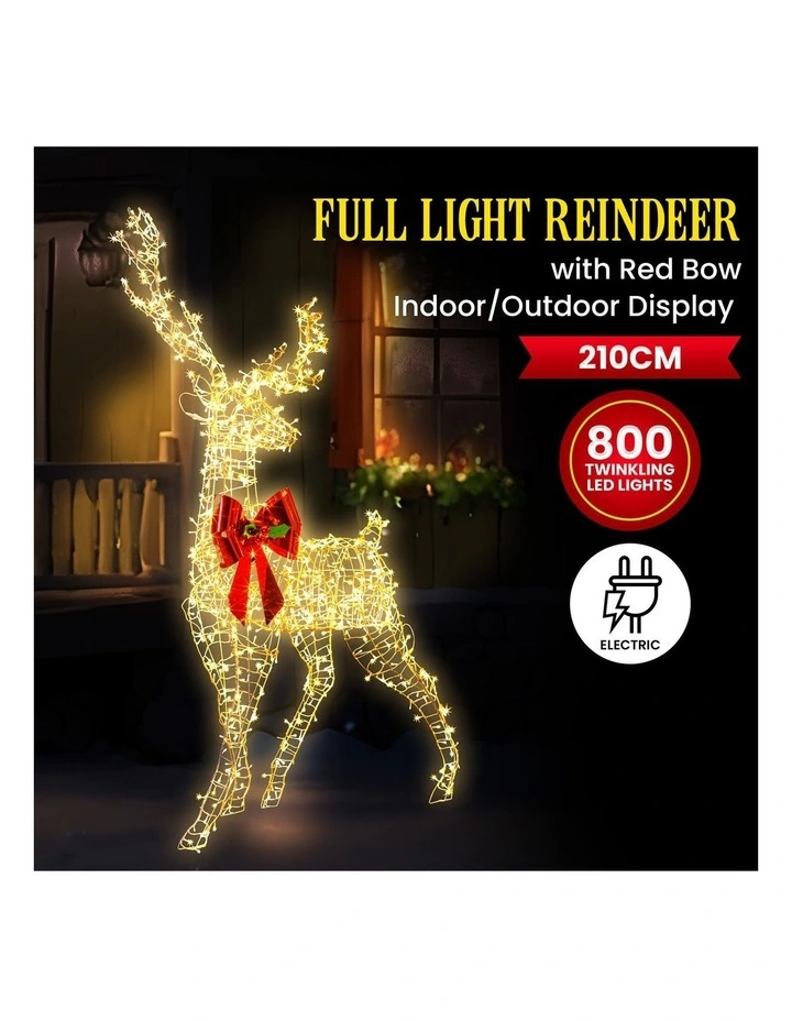 Christabelle 2.1m Christmas Reindeer Statue 800 LED Lights Indoor Outdoor Front Yard Lawn Decoration image 7