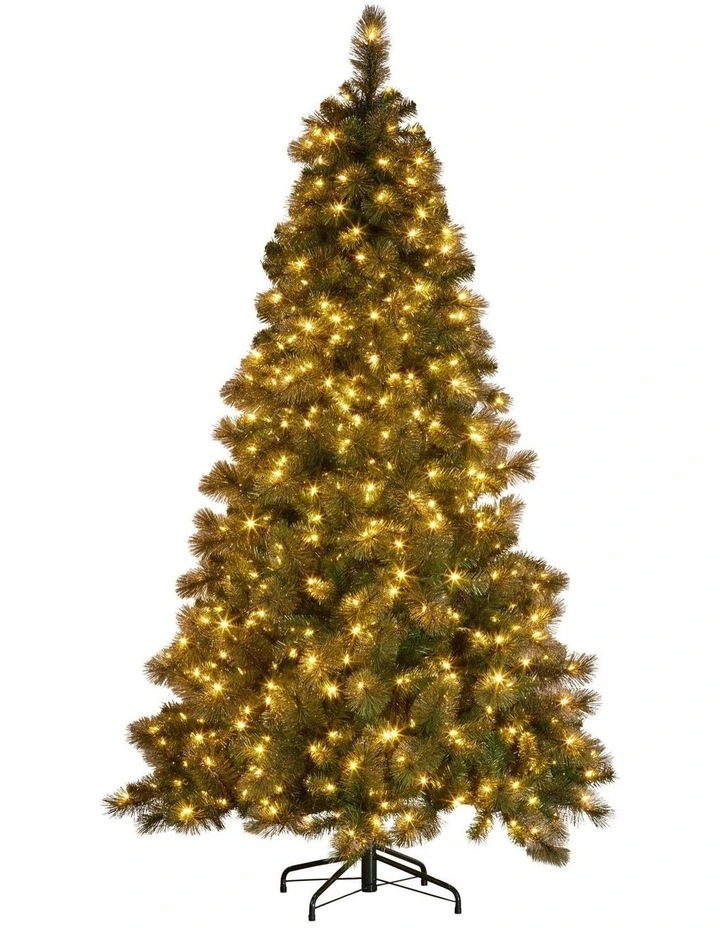 Christabelle 9ft Christmas Tree Glittery Gold Pine Needles 850 LED Multi-Functional Lights Xmas image 4