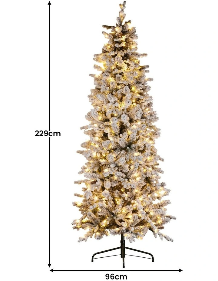 Christabelle Snowy Dorchester Pencil 7.5ft Christmas Tree Pine Cone LED image 3
