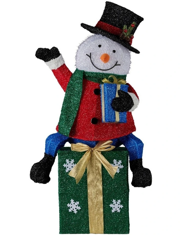 Christabelle 85cm Christmas Snowman On Presents Display with Lights image 2