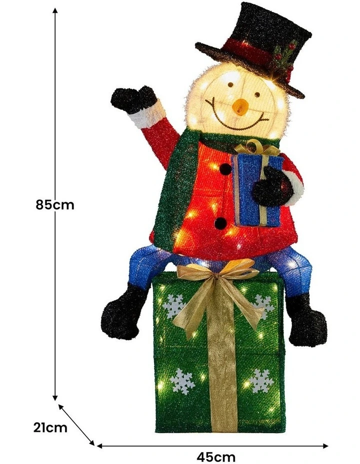 Christabelle 85cm Christmas Snowman On Presents Display with Lights image 3