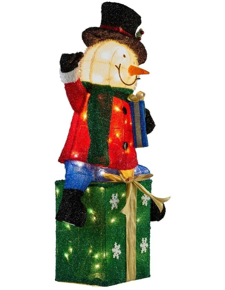 Christabelle 85cm Christmas Snowman On Presents Display with Lights image 7