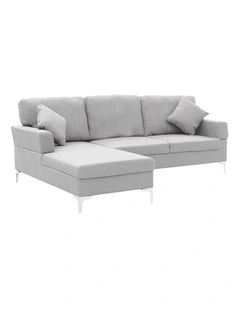 Sarantino Linen Corner Sofa Couch Lounge with Chaise Seat Light Grey