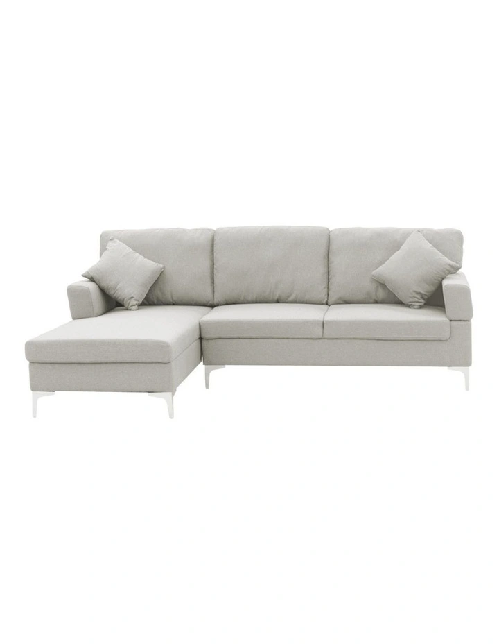 Sarantino Linen Corner Sofa Couch Lounge with Chaise Seat Light Grey image 2