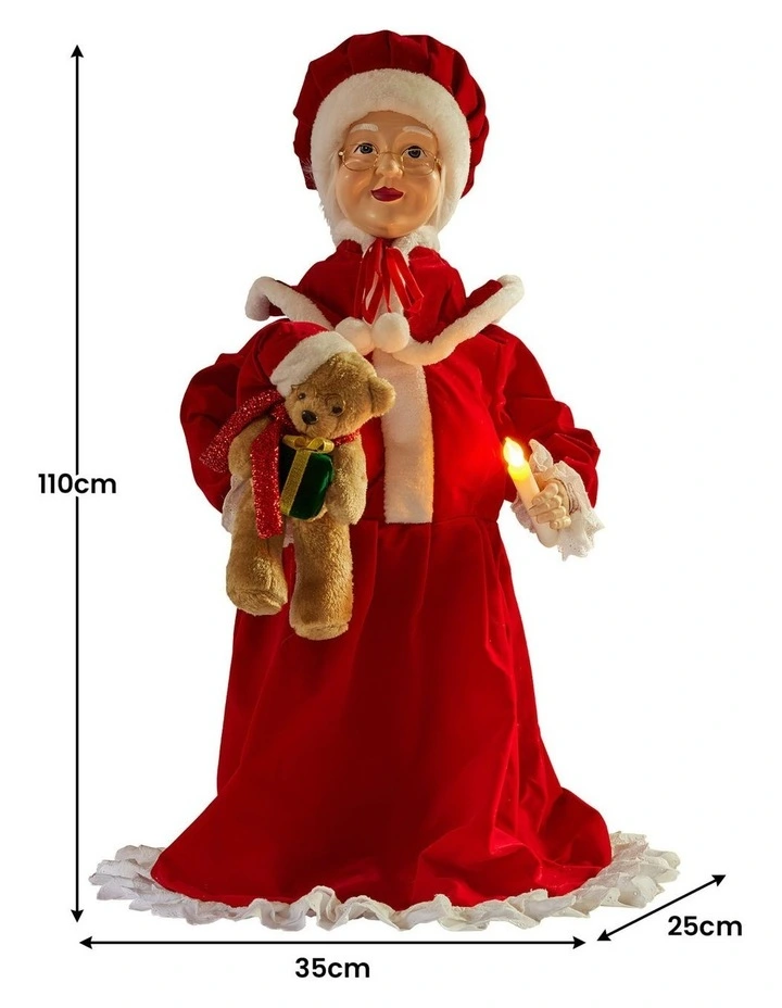 Christabelle 1.1m Musical LED Animated Christmas Mrs Claus Glowing Candle Ornament Decoration image 2