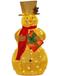 Christabelle 120cm Gold Outdoor Christmas Snowman with Lights