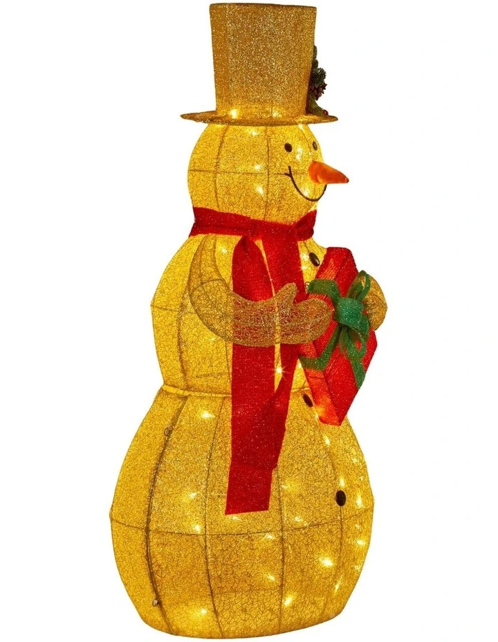 Christabelle 120cm Gold Outdoor Christmas Snowman with Lights image 2