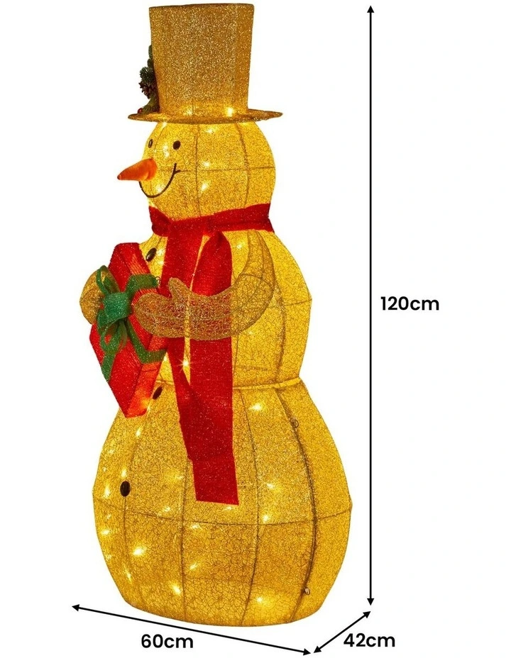 Christabelle 120cm Gold Outdoor Christmas Snowman with Lights image 3