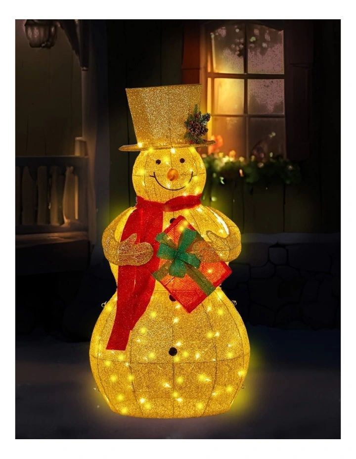 Christabelle 120cm Gold Outdoor Christmas Snowman with Lights image 6