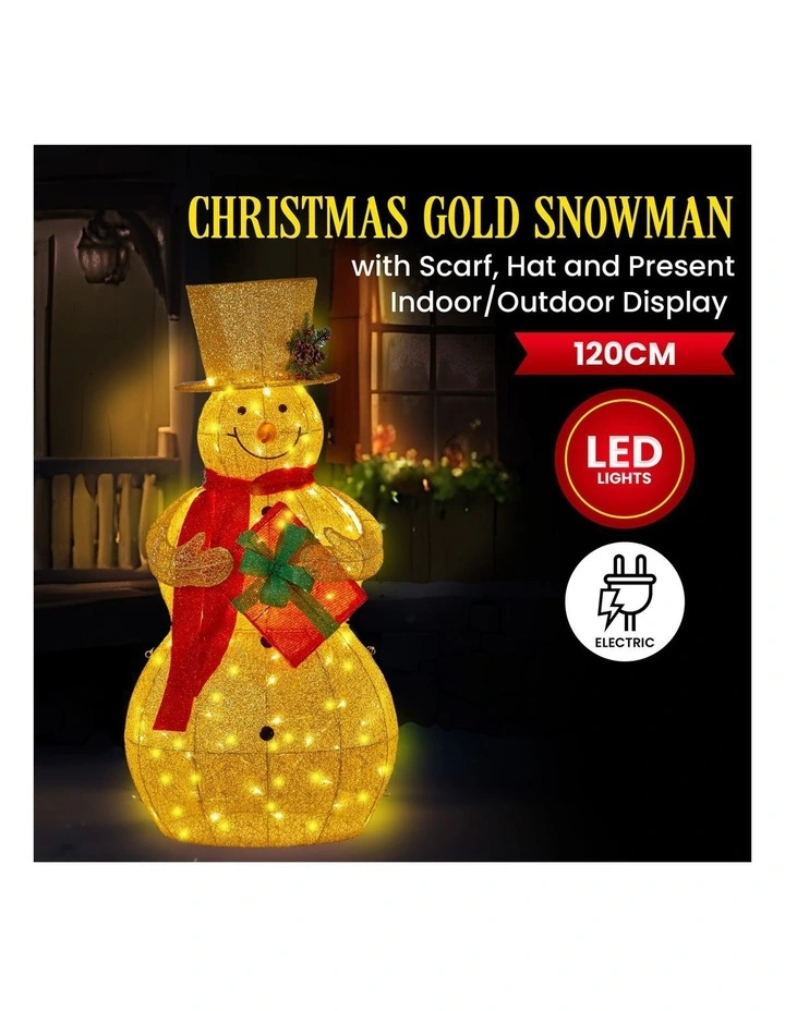 Christabelle 120cm Gold Outdoor Christmas Snowman with Lights image 7