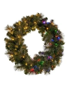 Christabelle 1.22m Split 2pc Christmas Wreath with LED Lights Pine Dual Front Doors Decoration