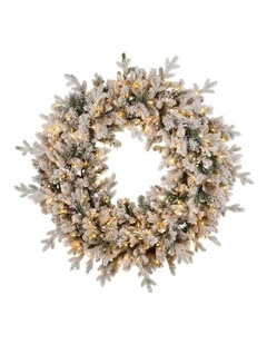 Christabelle Large 1.2m Christmas Wreath Snowy Dorchester with LED Lights Front Door Decoration