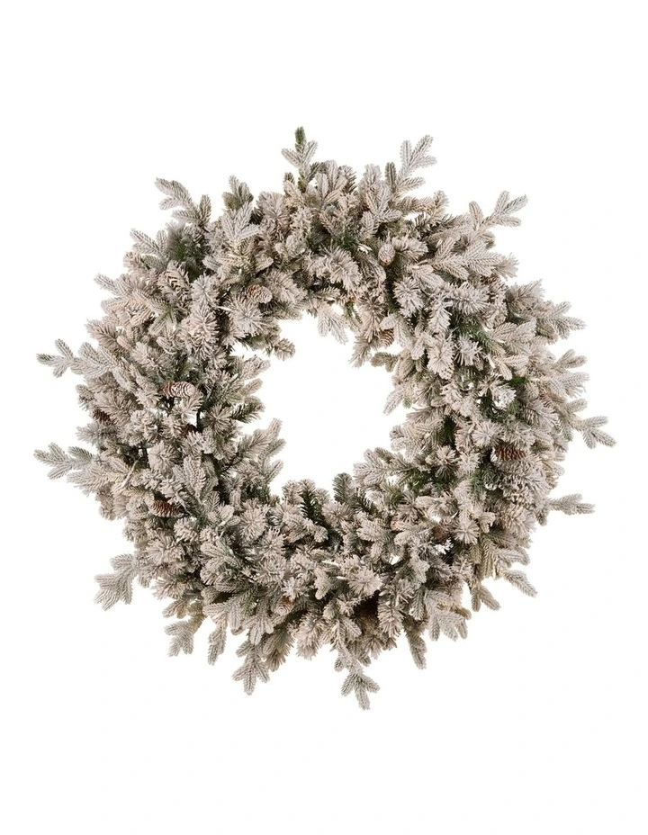 Christabelle Large 1.2m Christmas Wreath Snowy Dorchester with LED Lights Front Door Decoration image 2