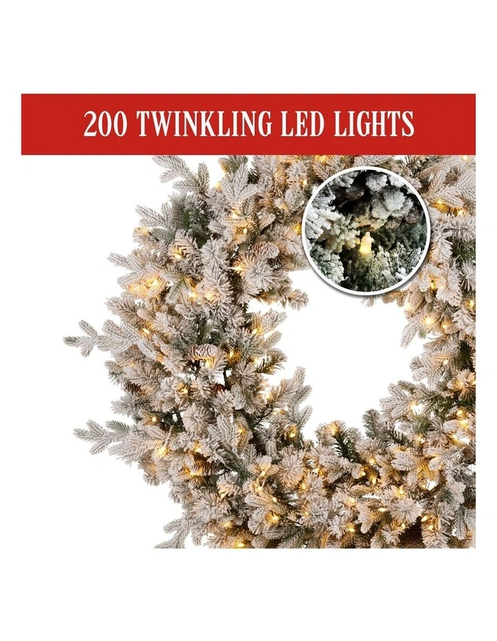 Christabelle Large 1.2m Christmas Wreath Snowy Dorchester with LED Lights Front Door Decoration image 5