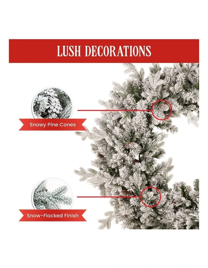 Christabelle Large 1.2m Christmas Wreath Snowy Dorchester with LED Lights Front Door Decoration image 6
