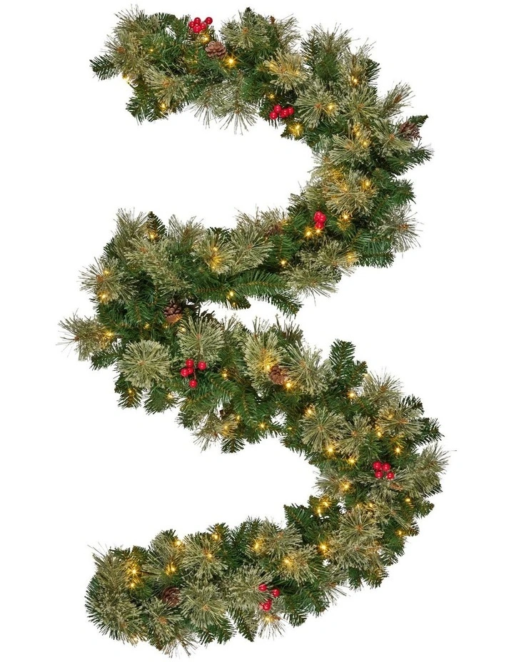 Christabelle 2.74m Christmas Garland with LED Lights Berries Pine Cones Multicolour Tree Decoration image 2