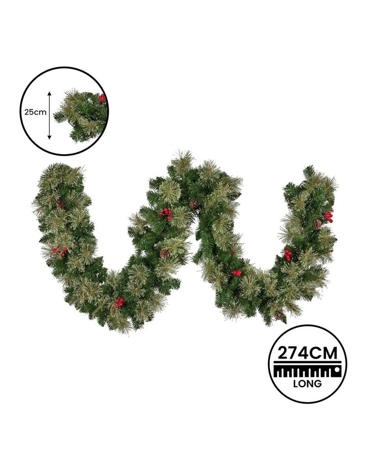Christabelle 2.74m Christmas Garland with LED Lights Berries Pine Cones Multicolour Tree Decoration image 3