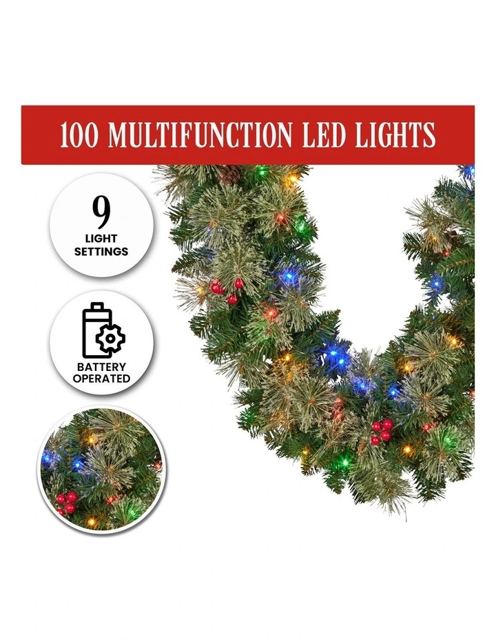 Christabelle 2.74m Christmas Garland with LED Lights Berries Pine Cones Multicolour Tree Decoration image 5