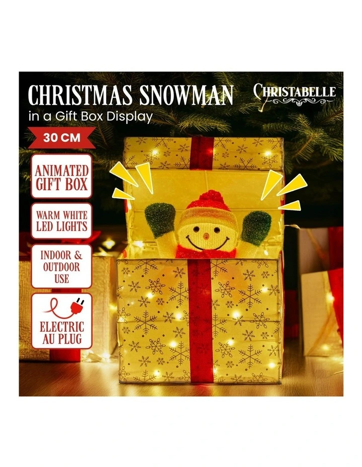 Christabelle Animated Snowman in a Gift Box LED Christmas Tree Decoration Ornament Lights Xmas image 3