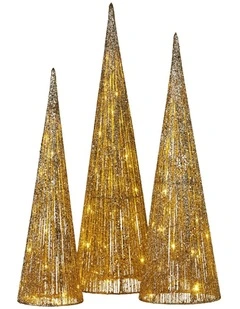 Christabelle 3pc Christmas Tree Indoor Outdoor Display Decoration LED Lights Front Yard Lawn Statue