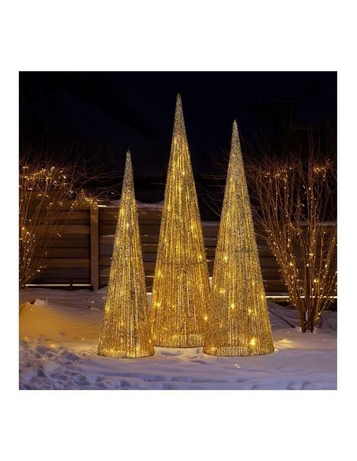 Christabelle 3pc Christmas Tree Indoor Outdoor Display Decoration LED Lights Front Yard Lawn Statue image 5