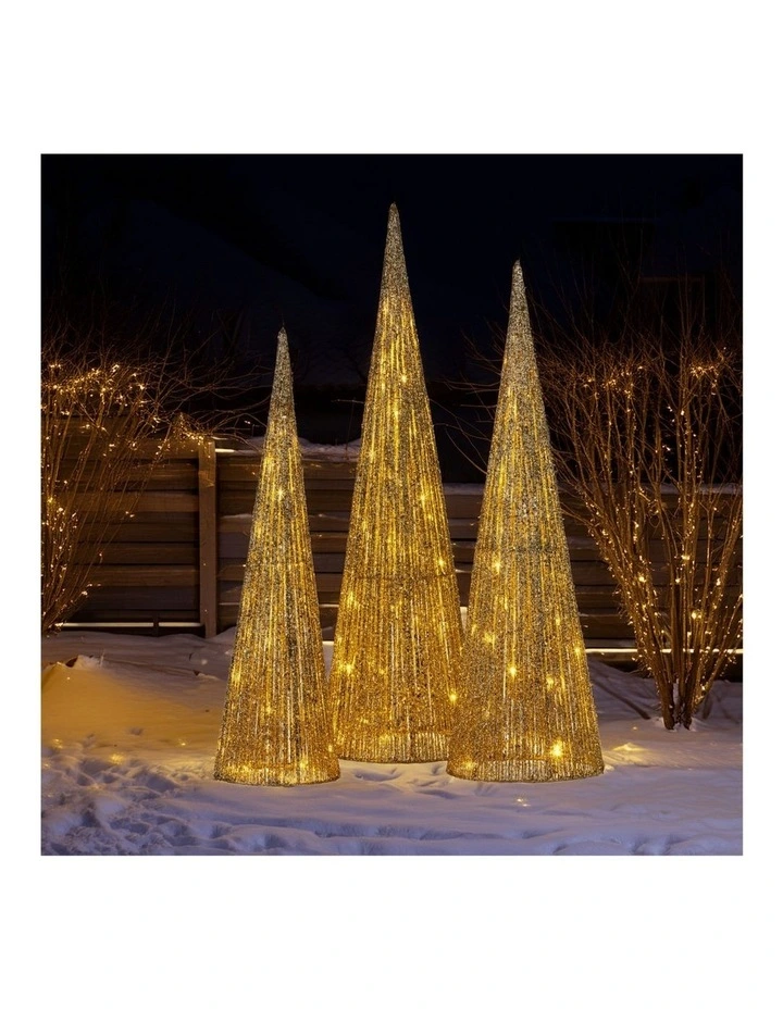 Christabelle 3pc Christmas Tree Indoor Outdoor Display Decoration LED Lights Front Yard Lawn Statue image 7