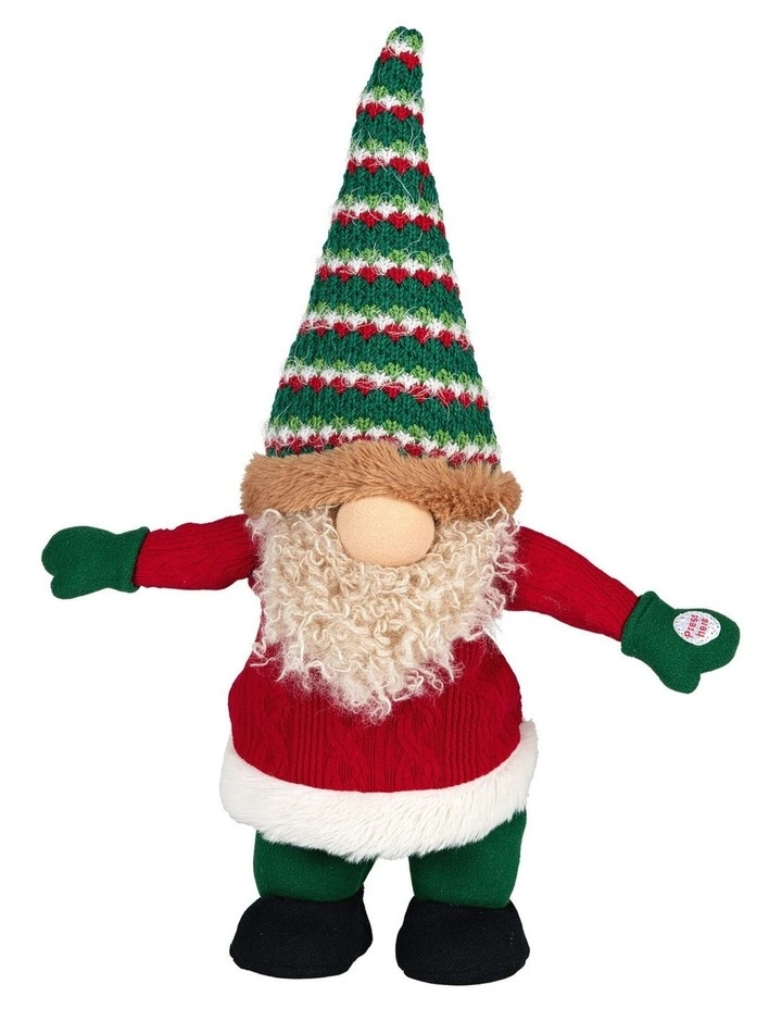 Christabelle 41cm Christmas Gnome Elf Dancing Musical Decoration Ornament Table Top Mantel Display image 1