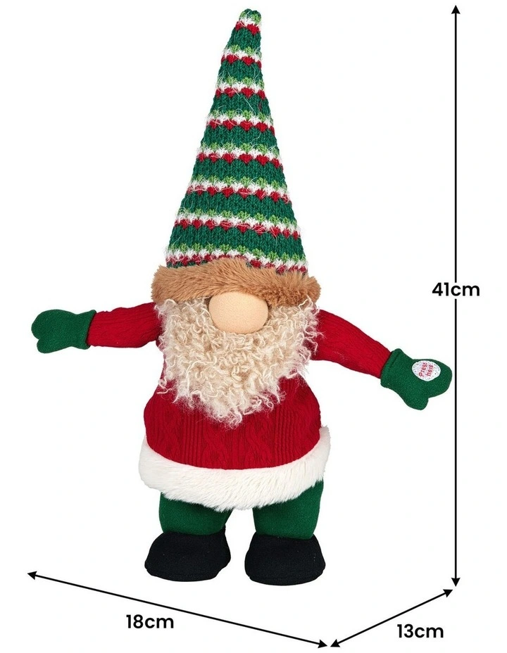 Christabelle 41cm Christmas Gnome Elf Dancing Musical Decoration Ornament Table Top Mantel Display image 2