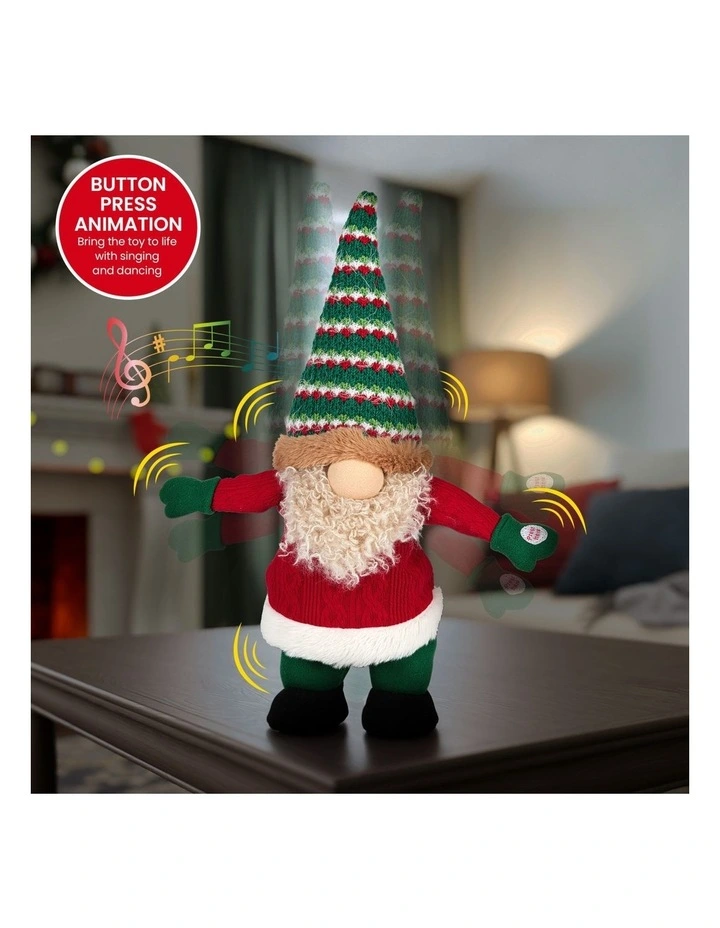 Christabelle 41cm Christmas Gnome Elf Dancing Musical Decoration Ornament Table Top Mantel Display image 3