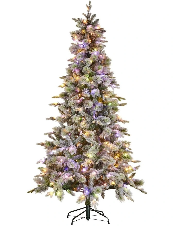 Christabelle Snowy Stamford Spruce 7.5ft Christmas Tree Multi Functional White Coloured LED Lights image 1