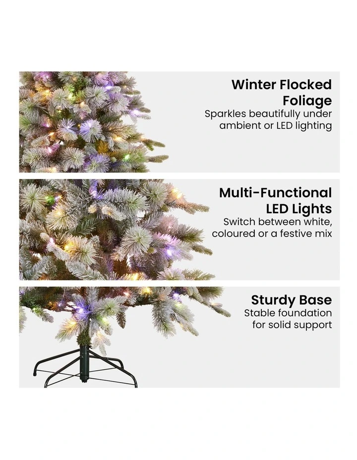 Christabelle Snowy Stamford Spruce 7.5ft Christmas Tree Multi Functional White Coloured LED Lights image 4