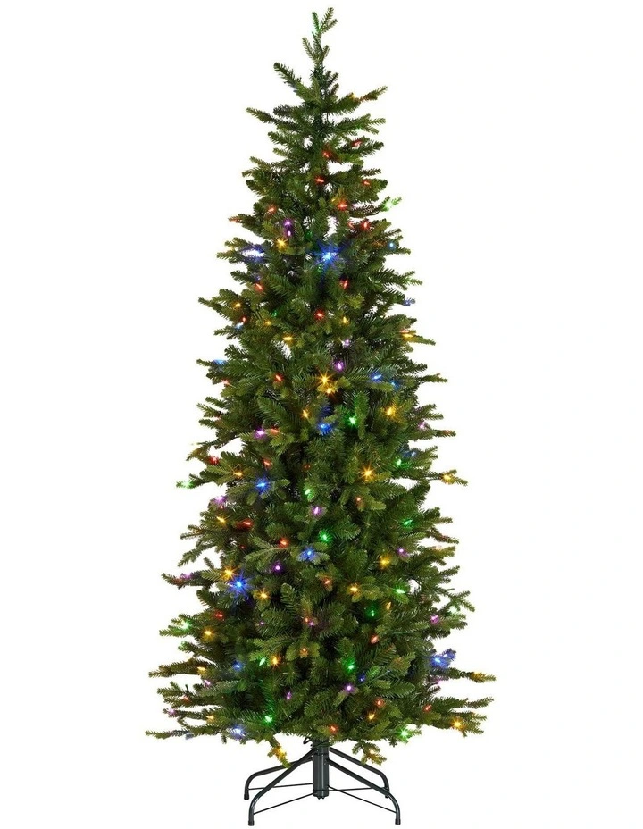 Christabelle 6ft Slim Carrington Fir Christmas Tree Multi Functional White & Coloured LED Lights image 1