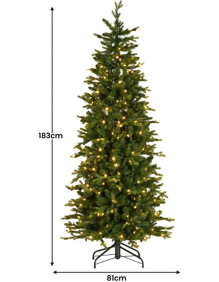 Christabelle 6ft Slim Carrington Fir Christmas Tree Multi Functional White & Coloured LED Lights image 3
