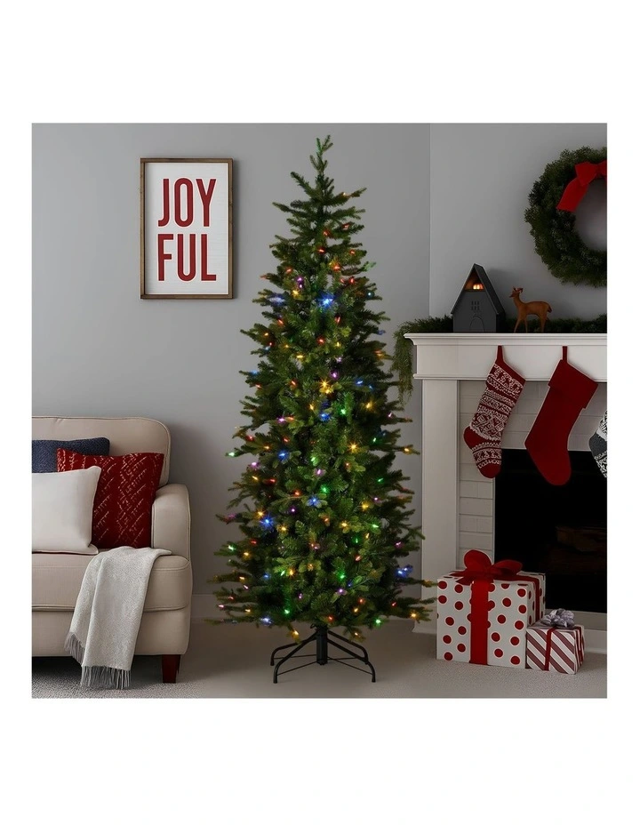 Christabelle 6ft Slim Carrington Fir Christmas Tree Multi Functional White & Coloured LED Lights image 5