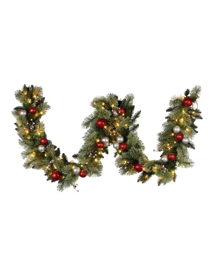 Christabelle 2.7m Christmas Garland with LED Lights and Baubles Mantle Decoration Ornament image 1