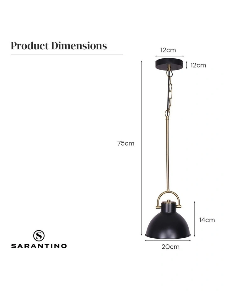 Sarantino Black and Gold Pendant Light image 3