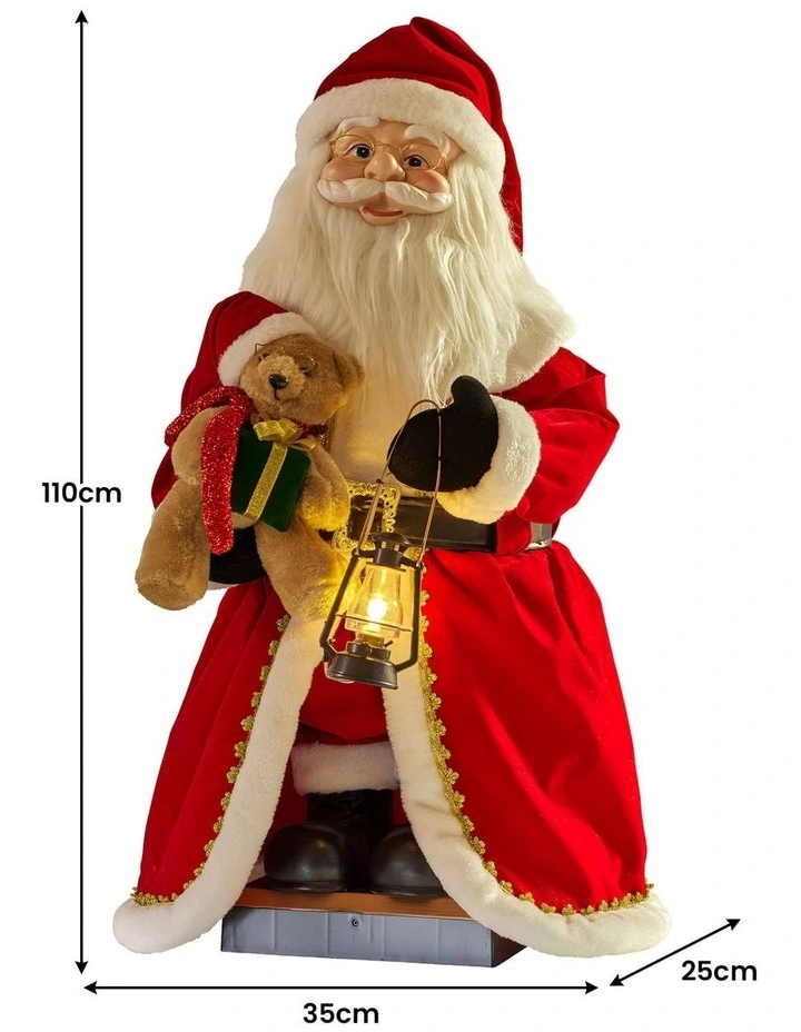 Christabelle 1.1m Musical LED Animated Christmas Santa Claus Glowing Lantern Ornament Decoration image 2