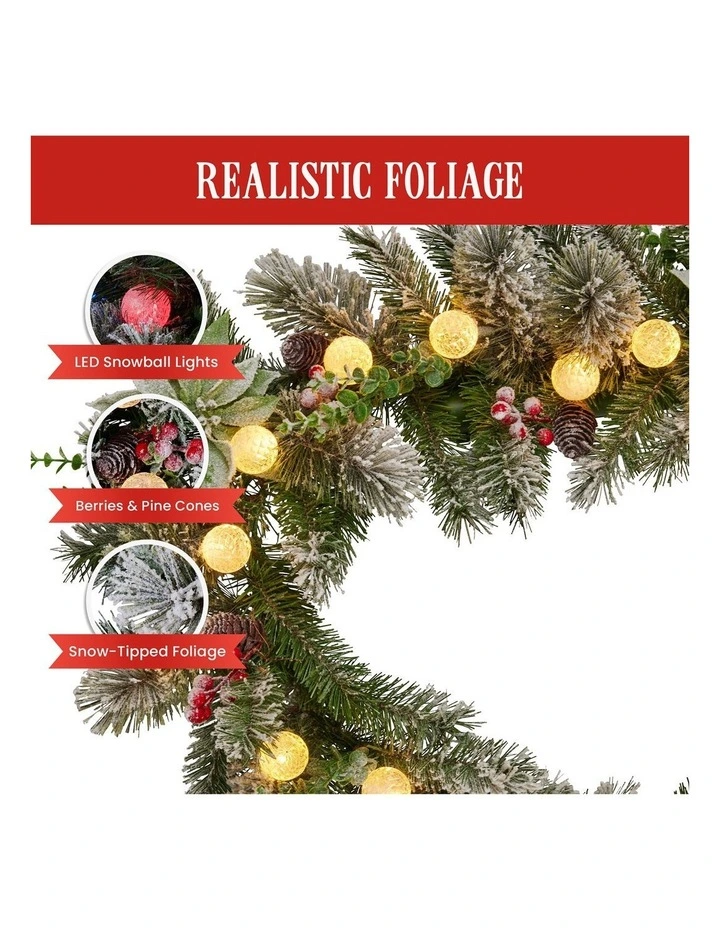Christabelle 2.7m Snowy Christmas Garland with LED Coloured Baubles Lights Tree Decoration Ornament image 6