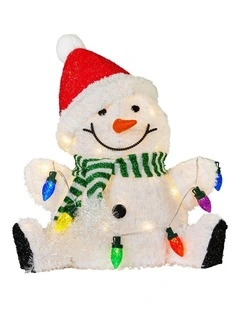 Christabelle Sitting Christmas Snowman Display with Lights - 40cm