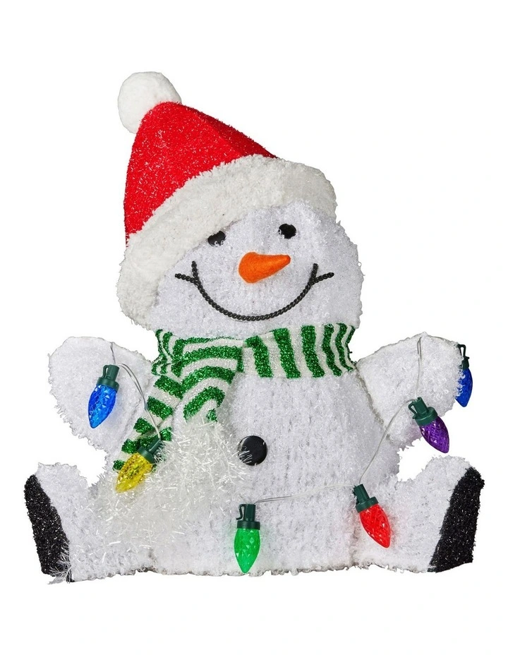 Christabelle Sitting Christmas Snowman Display with Lights - 40cm image 2